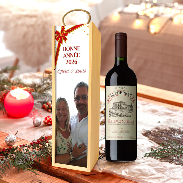 Alternative view of Coffret personnalisé et Vin rouge - Bonne Année