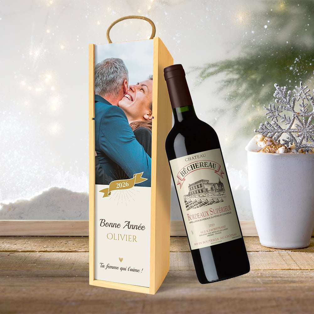 Coffret personnalisé et Vin rouge - Bonne Année – Image 2