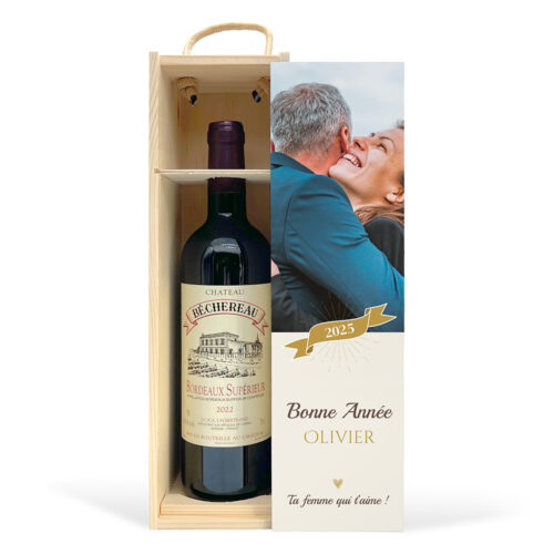 Coffret personnalisé et Vin rouge - Bonne Année