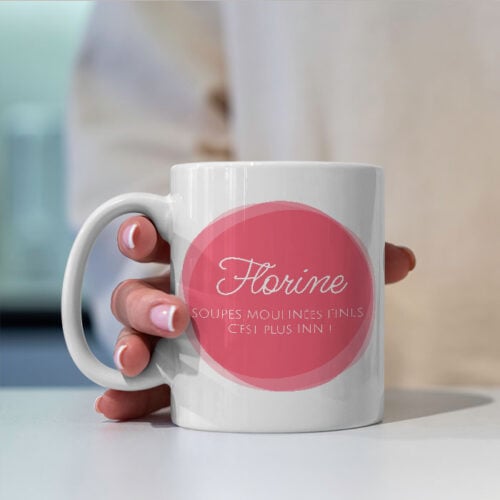 Mug personnalisé - rond couleur rose – Image 2