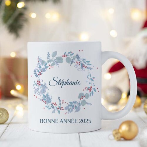 Mug personnalisé - Bonne année couronne hivernale – Image 2