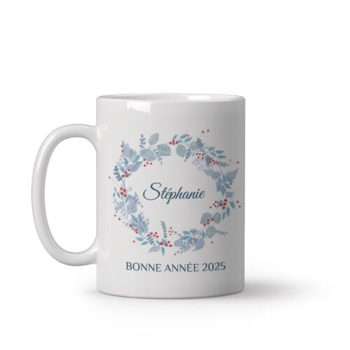 Mug personnalisé - Bonne année couronne hivernale