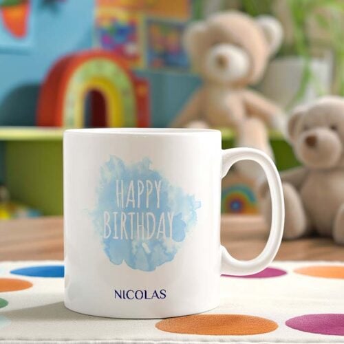 Mug personnalisé - Happy birthday bleu – Image 2