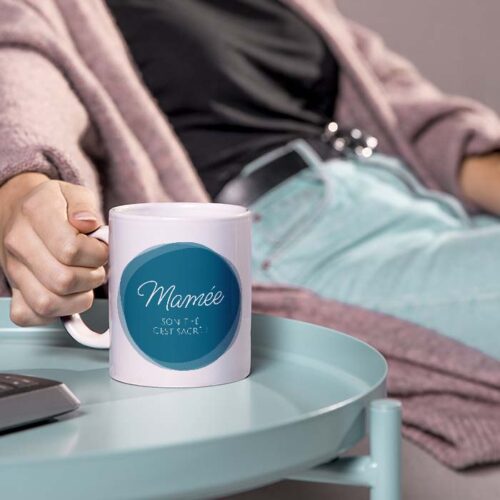 Mug personnalisé - rond couleur bleu – Image 2