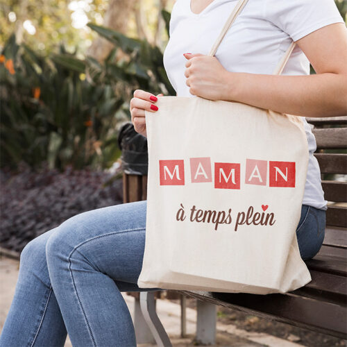 Sac cabas personnalisé - Maman à temps plein – Image 2