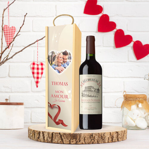 Coffret personnalisé et Vin rouge - Mon amour je t'aime – Image 2