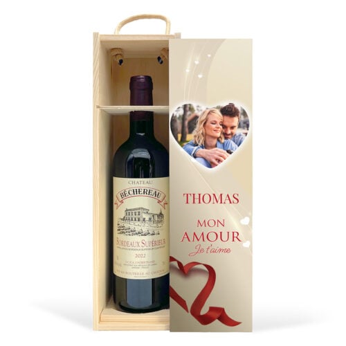 Coffret personnalisé et Vin rouge - Mon amour je t'aime