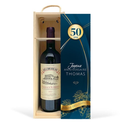 Coffret personnalisé et Vin rouge - Joyeux anniversaire