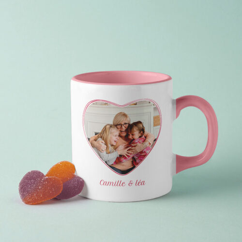 Mug rose personnalisé - Meilleure Mamie du monde avec photo – Image 2