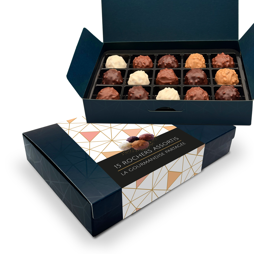 Boîte d'assortiment de 15 rochers au chocolat