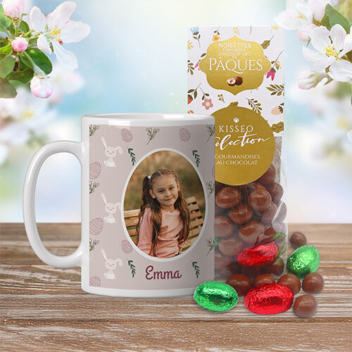 Mug personnalisé Joyeuses Pâques avec photo + Sachet Noisettines – Image 2