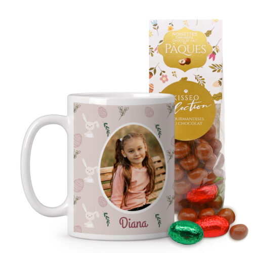 Mug personnalisé Joyeuses Pâques avec photo + Sachet Noisettines