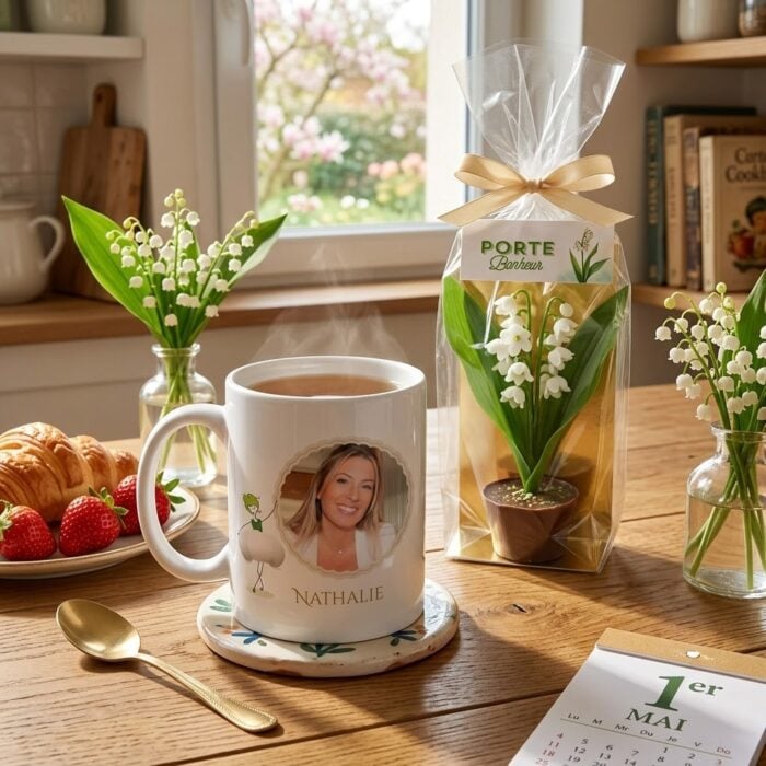 Alternative view of Mug Muguet avec photo  + Pot de Muguet en chocolat