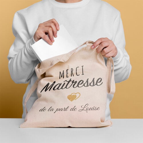Sac cabas personnalisé – Merci Maîtresse – Image 2