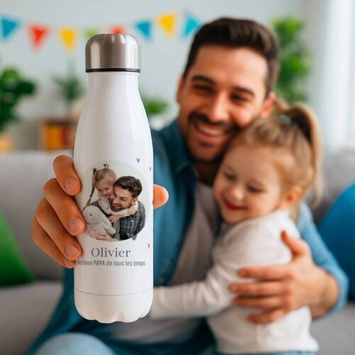 Bouteille isotherme - Coeurs avec photo <br> <strong>  500 ml </strong> – Image 2