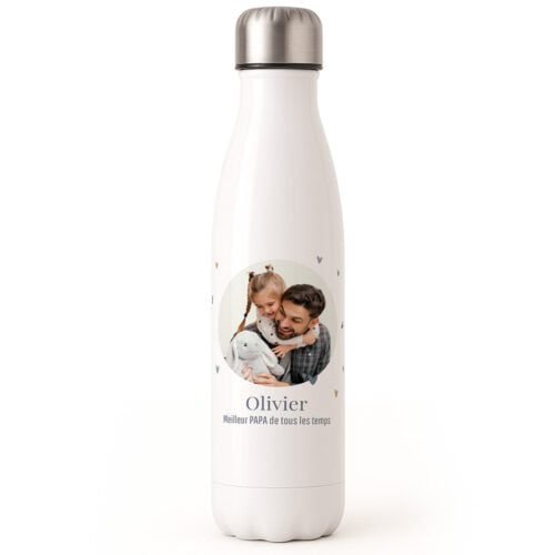 Bouteille isotherme - Coeurs avec photo <br> <strong>  500 ml </strong>