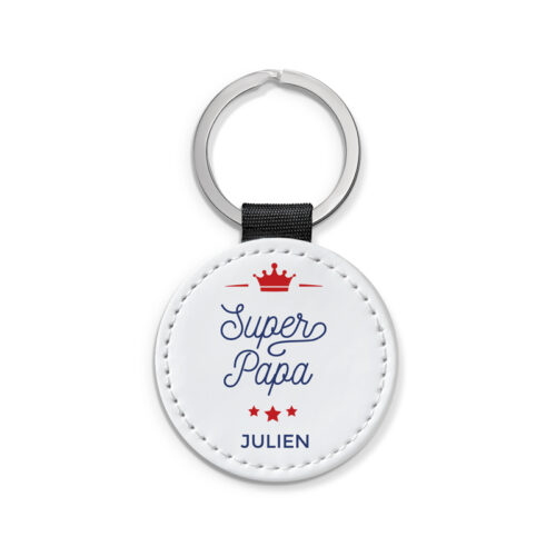 Porte-clé personnalisé verso bleu – Super Papa – Image 3