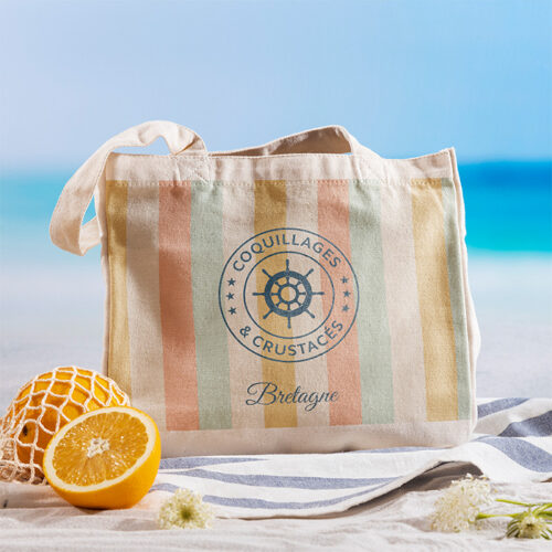 Sac cabas personnalisé – Coquillages et crustacés coloré – Image 2