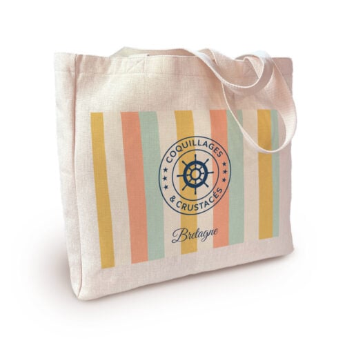Sac cabas personnalisé – Coquillages et crustacés coloré