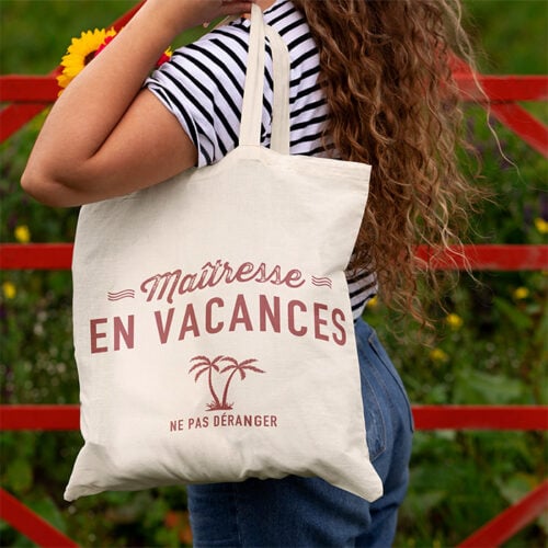Sac cabas personnalisé – Maîtresse en vacances – Image 2