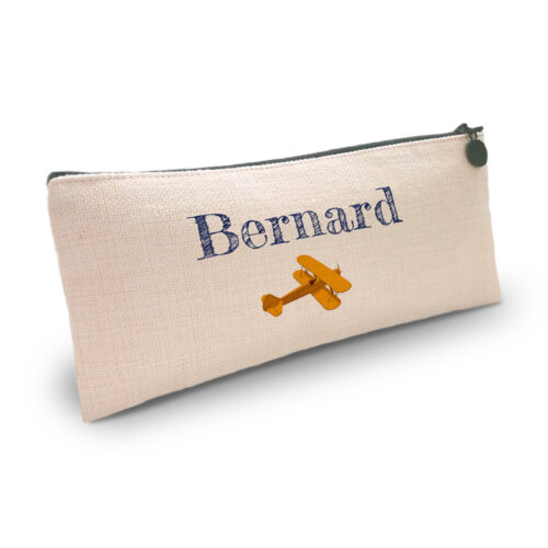 Trousse personnalisée - Prénom avec avion<br> <strong>23,5 x 10 cm</strong>