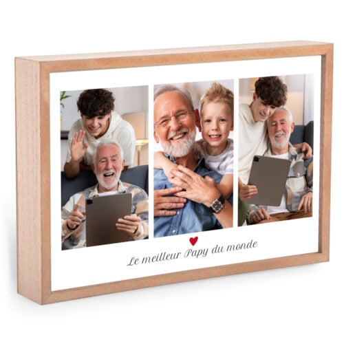 Grand cadre bois rectangle - Meilleur Papy du monde