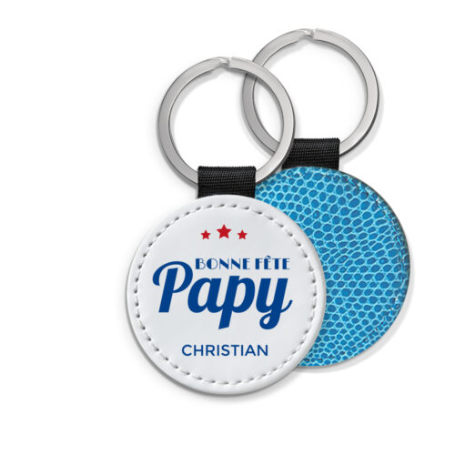 Porte-clé personnalisé verso bleu – Bonne fête Papy