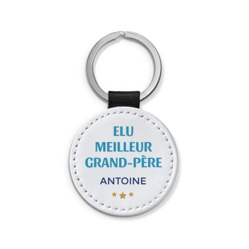 Porte-clé personnalisé verso marron – Meilleur Grand-Père – Image 3