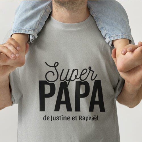 T-shirt gris - Super Papa – Image 2