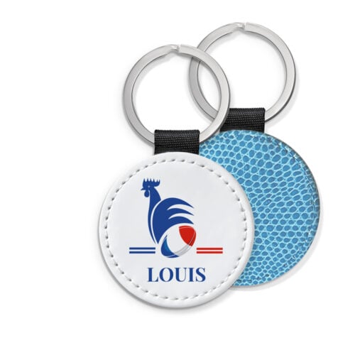 Porte-clé personnalisé verso bleu – Rugby avec Prénom