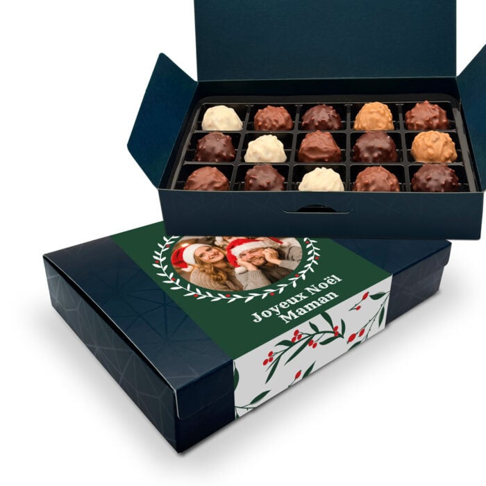Boîte d'assortiment de 15 rochers personnalisable - Joyeux Noel avec photo