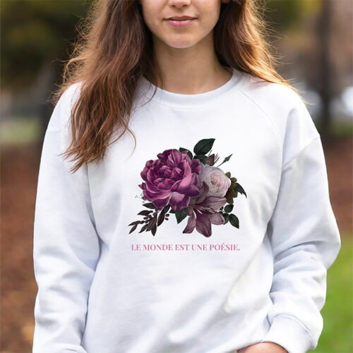Sweat blanc - Floral – Image 2