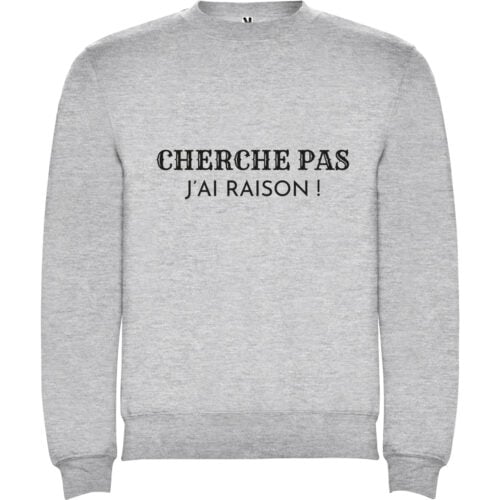 Sweat gris - Cherche pas j'ai raison !