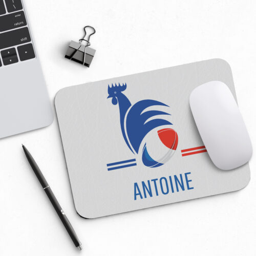 Tapis de souris rectangulaire - Rugby avec Prénom <br> <strong> 23,4 x 19,1 cm </strong> – Image 2