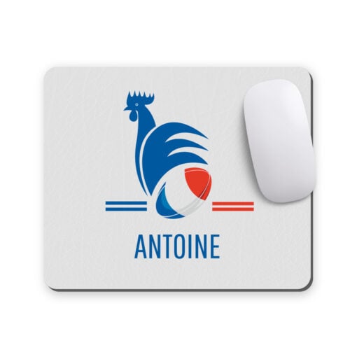 Tapis de souris rectangulaire - Rugby avec Prénom <br> <strong> 23,4 x 19,1 cm </strong>