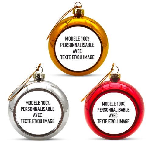 Lot de 3 Boules de Noël - Modèle 100% personnalisable