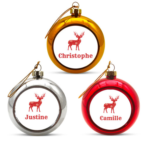 Lot de 3 Boules de Noël - Avec 3 prénoms