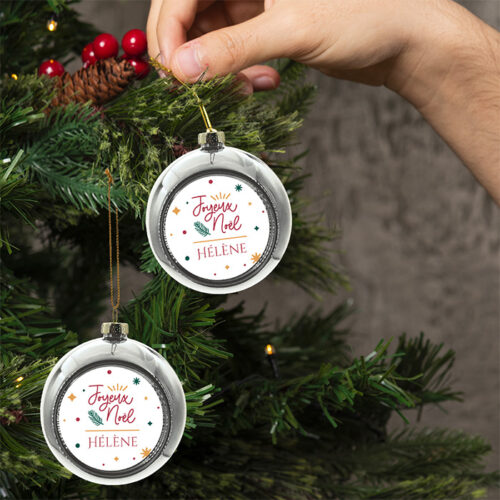 Lot de 2 Boules de Noël Argent - Noël graphique – Image 2