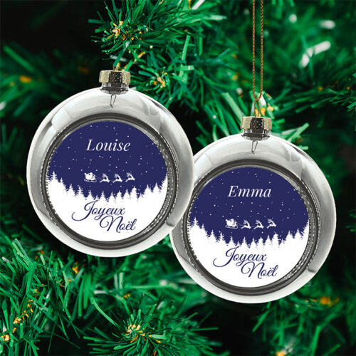 Lot de 2 Boules de Noël Argent - Forêt  de Noël – Image 2