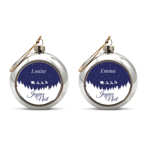 Lot de 2 Boules de Noël Argent - Forêt  de Noël