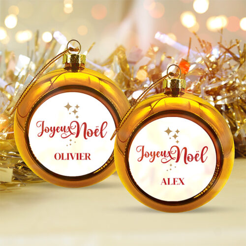 Lot de 2 Boules de Noël Dorées - Joyeux Noël – Image 2
