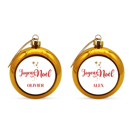 Lot de 2 Boules de Noël Dorées - Joyeux Noël