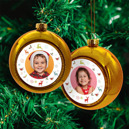 Lot de 2 Boules de Noël Dorées - Pictos Noël avec photo – Image 2