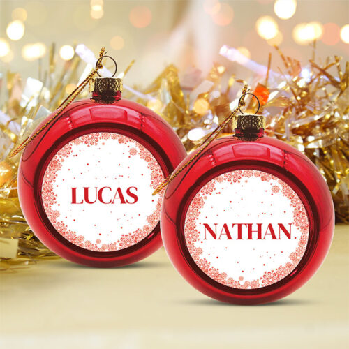 Lot de 2 Boules de Noël Rouge - Prénom – Image 2