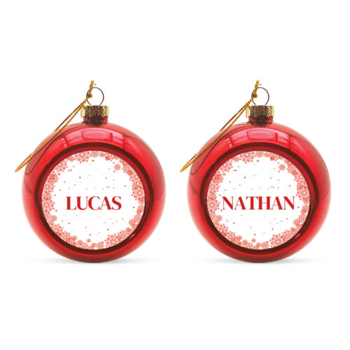 Lot de 2 Boules de Noël Rouge - Prénom