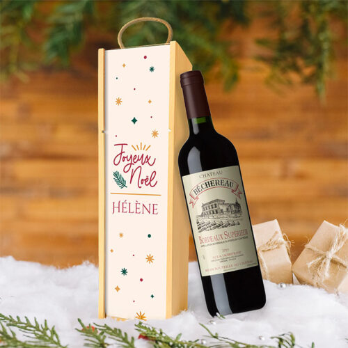 Coffret personnalisé et Vin rouge - Joyeux Noël avec prénom – Image 2