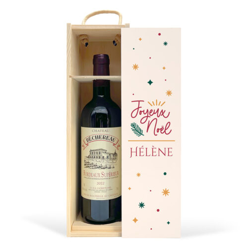 Coffret personnalisé et Vin rouge - Joyeux Noël avec prénom