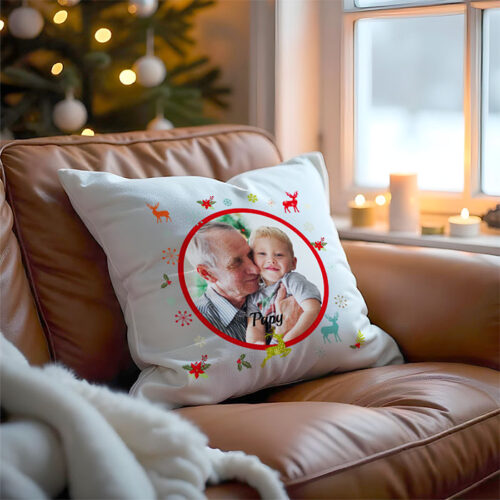 Coussin blanc - Pictos de Noël avec photo – Image 2