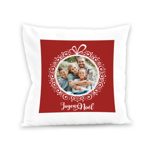 Coussin blanc - Couronne avec photo