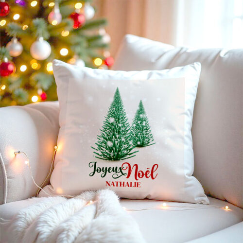 Coussin blanc - Sapins de Noël – Image 2
